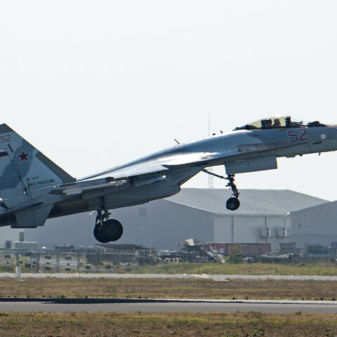 A Russian Sukhoi Su-35 fighter takes off during an air show at the Teknofest festival at Ataturk Airport in Istanbul on Sept. 17, 2019. 