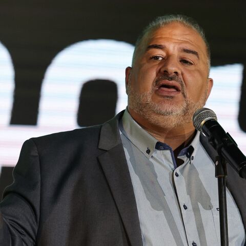 Head of Israel's Raam, Mansour Abbas, speaks at his campaign headquarters in the northern Israeli city of Tamra before national election polls close, on Nov. 1, 2022