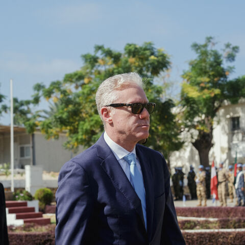 Lebanese Foreign Minister Youssef Rajji visits the headquarters of the United Nations Interim Force in Lebanon (UNIFIL) in Naqoura, southern Lebanon, on October 24, 2025, touring border villages and the Blue Line aboard a UNIFIL helicopter as part of efforts to assess the security situation along the frontier. (Photo by Courtney Bonneau / Middle East Images via AFP) (Photo by COURTNEY BONNEAU/Middle East Images/AFP via Getty Images)