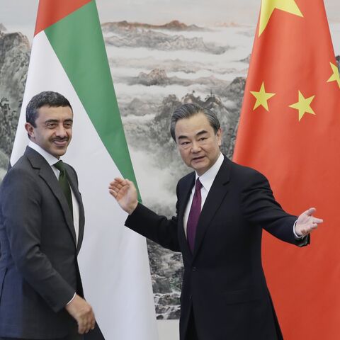 Chinese Foreign Minister Wang Yi (R) meets United Arab Emirates Minister of Foreign Affairs Sheikh Abdullah bin Zayed, Beijing, May 2, 2017.