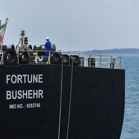 The Iranian-flagged oil tanker Fortune is docked at the El Palito refinery after its arrival to Puerto Cabello in the northern state of Carabobo, Venezuela, on May 25, 2020. 