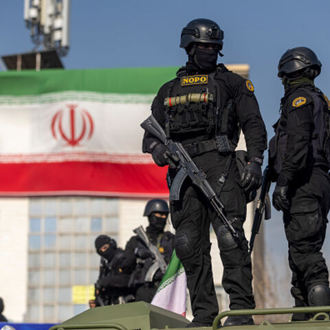 TEHRAN, IRAN - JANUARY 12: Security forces are seen during a pro-government rally on January 12, 2026 in Tehran, Iran. Tens of thousands of demonstrators gathered in Tehran's Enqelab Square on Monday, as Mohammad Bagher Ghalibaf, speaker of the Iranian parliament, made a speech denouncing western intervention in Iran, following ongoing anti-government protests. In recent days, US President Donald Trump has repeatedly threatened military action if Iranian security forces kill protesters. (Photo by Stringer/G