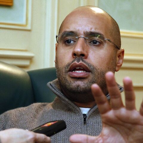 Saif al-Islam Gadhafi, son of Libyan leader Moamer Gadhafi, speaks during an interview with AFP in Tripoli on Feb. 26, 2011. 