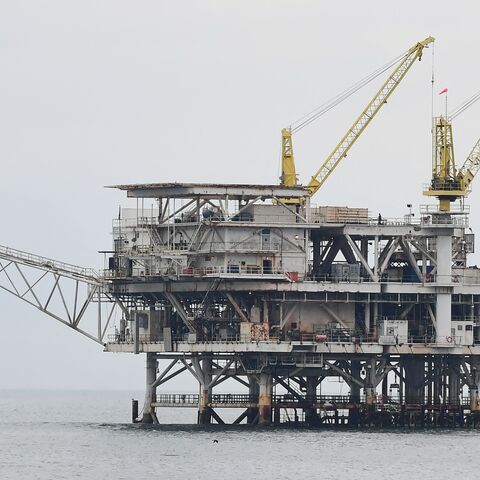 Platform Edith, the largest of Chevron's USA's offshore production platforms, is seen off the southern California coast, on Oct. 6, 2021.