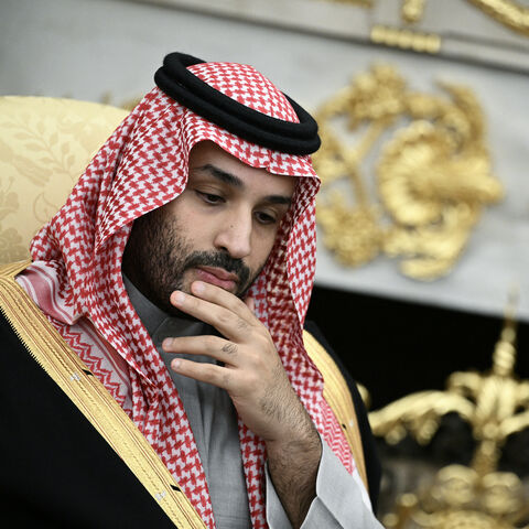 Crown Prince and Prime Minister of the Kingdom of Saudi Arabia Mohammed bin Salman looks on during a meeting with US President Donald Trump (not pictured) in the Oval Office of the White House in Washington, DC on November 18, 2025. Saudi Crown Prince Mohammed bin Salman arrived at the White House to fanfare and a jet flyover Tuesday, in his first visit to the United States since the 2018 murder of journalist Jamal Khashoggi. (Photo by Brendan SMIALOWSKI / AFP) (Photo by BRENDAN SMIALOWSKI/AFP via Getty Ima