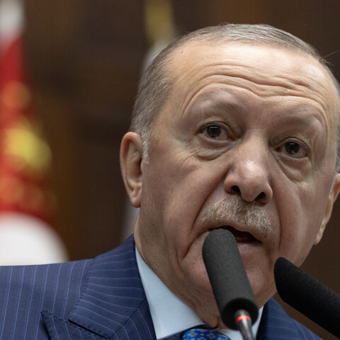 ANKARA, TURKEY - JANUARY 21: Turkey’s President Recep Tayyip Erdogan speaks to MPs at his party's group meeting in the Turkish parliament on January 21, 2026 in Ankara, Turkey. Turkish President Recep Tayyip Erdogan is among world leaders that have been invited by United States President Donald Trump, to join the Gaza Board of Peace, Turkish Foreign Minister Hakan Fidan was also included as an appointed member. (Photo by Serdar Ozsoy/Getty Images)
