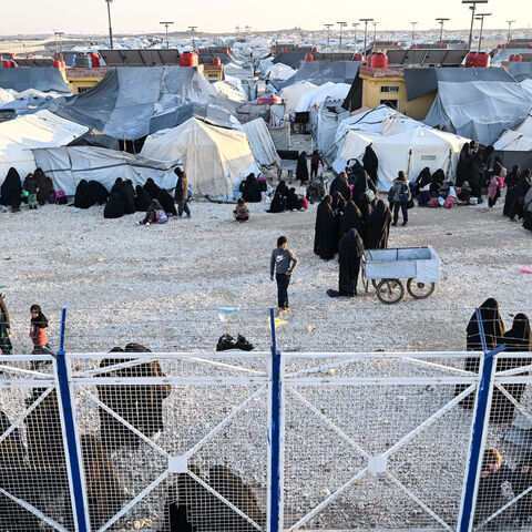 Women and children seen inside al-Hol camp, amongst them some 6,200 women and children from around 40 nationalities, and including relatives of suspected Islamic State jihadists in the desert region of Hasakah province on Jan. 25, 2026 in Al Hasakah, Syria. 