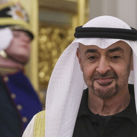 UAE President Sheikh Mohamed bin Zayed Al Nahyan arrives for a welcoming ceremony prior to talks with the Russian president at the Kremlin in Moscow, on Jan. 29, 2026. 