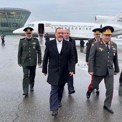 Iran’s Minister of Defense Brig. Gen. Aziz Nasirzadeh arrives in Baku, Feb. 6, 2026.
