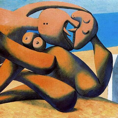 Pablo Picasso, “Figures at the Seaside,” 1931, oil on canvas. (Courtesy of Louvre Abu Dhabi)