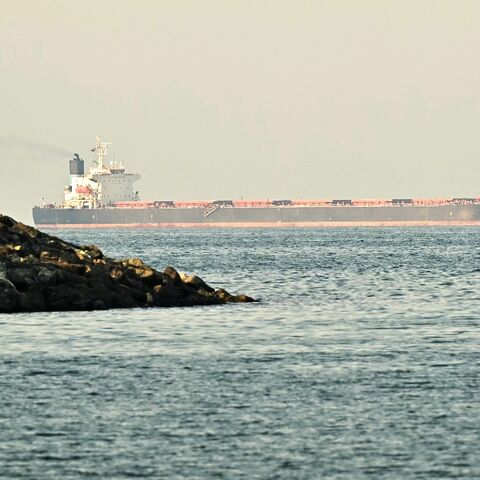A tanker in the Strait of Hormuz, a key shipping lane for oil