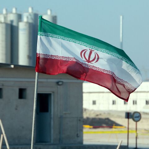A picture taken on Nov. 10, 2019, shows an Iranian flag in Iran's Bushehr nuclear power plant. 