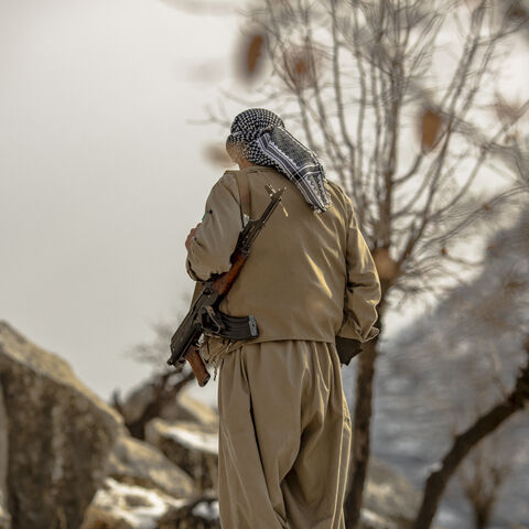 A member of the Kurdistan Democratic Party of Iran (KDPI) participates in a military drill in an outpost near Erbil, Kurdistan region of Iraq on Jan. 15, 2026.