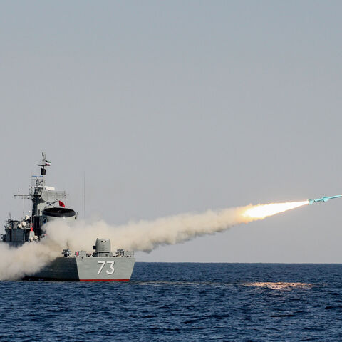 A missile launches from IRIS Sabalan, an Alvand-class frigate of the Iranian Navy, during the Velayat 91 drill in the Gulf of Oman on Jan. 1, 2013. 