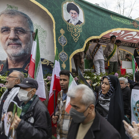 Funerals are held for members of Iran's Revolutionary Guards Corps (IRGC) and other military figures at Enghelab Square on March 11, 2026 in Tehran, Iran. 