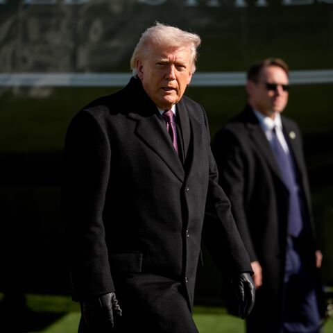 US President Donald Trump steps of Marine One as he returns to the White House on March 18, 2026, in Washington, DC. 