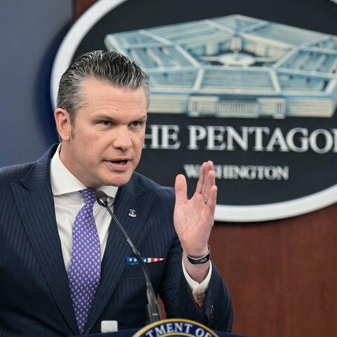 US Secretary of Defense Pete Hegseth speaks during a press briefing at the Pentagon in Washington, DC, on March 31, 2026. 
