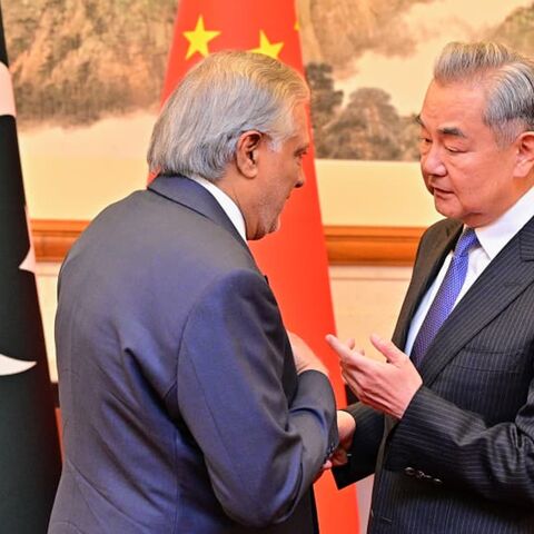 Pakistani Foreign Minister Ishaq Dar meets with his Chinese counterpart, Wang Yi, at the Diaoytai State Guest House in Beijing, China, March 31, 2026.