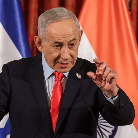 Israel's Prime Minister Benjamin Netanyahu speaks during a joint press conference with his Indian counterpart Narendra Modi in Jerusalem on February 26, 2026. (Photo by GIL COHEN-MAGEN / POOL / AFP via Getty Images)