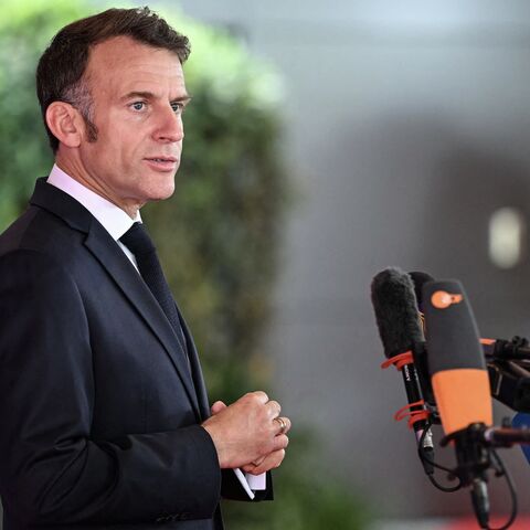 French President Emmanuel Macron speaks to journalists as he arrives for an informal meeting of the European Council in Nicosia, Cyprus, April 24, 2026. 