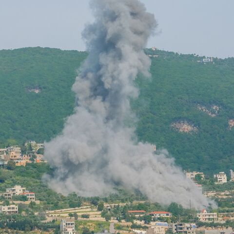 Smoke rises following an Israeli airstrike in Jarjoua, southern Lebanon, on May 13, 2026.
