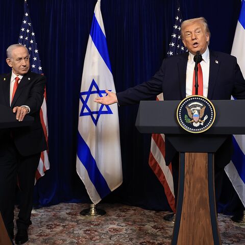 US President Donald Trump holds a press conference with Israeli Prime Minister Benjamin Netanyahu in Palm Beach, Florida, Dec. 29, 2025.