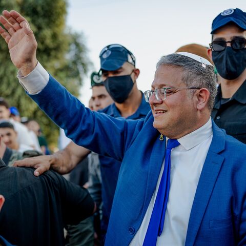 Israel's National Security Minister Itamar Ben Gvir takes part in the Jerusalem Day celebrations on May 14, 2026, in the Old City of Jerusalem. 