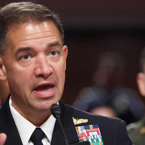 Commander of US Central Command (CENTCOM) Navy Adm. Brad Cooper testifies during a Senate Armed Services Committee hearing in the Dirksen Senate Office Building on Capitol Hill on May 14, 2026, in Washington.