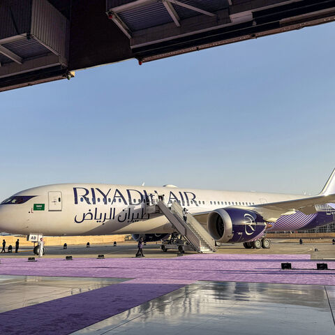 A Boeing 787-9 Dreamliner aircraft of Saudi airline Riyadh Air is pictured on the tarmac at King Khalid International Airport in Riyadh on June 7, 2026. 