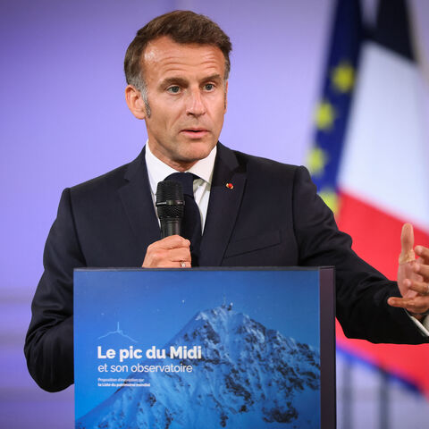 France's President Emmanuel Macron delivers a speech after receiving the Pic du Midi nomination file for inscription on the UNESCO World Heritage List from officials of the Occitanie region at the Elysee Presidential Palace in Paris on June 9, 2026. (Photo by Thomas Padilla / POOL / AFP via Getty Images)