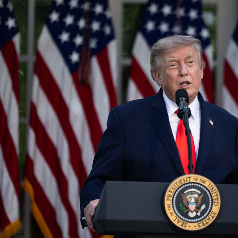 President Donald Trump speaks during a Rose Garden Club dinner at the White House on June 25, 2026 in Washington, DC. 