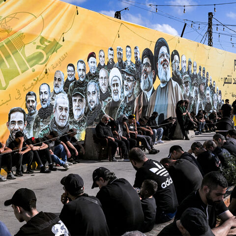Shia Muslim devotees gather for a mourning ritual near the shrine of Hassan Nasrallah, the slain leader of the Lebanese Shia movement Hezbollah who was killed in a 2024 Israeli-airstrike, in Beirut's southern suburbs on June 26, 2026 at the peak of Ashura, a 10-day period commemorating the seventh century killing of Prophet Mohammed's grandson Imam Hussein. (Photo by JOSEPH EID / AFP via Getty Images)
