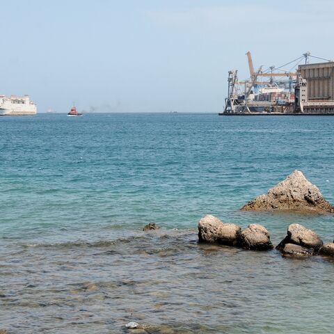 A general view shows docked ships at the harbor of the Sudanese city of Port Sudan, on April 27, 2021. 