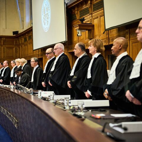 The court stands at the start of the first hearing at the International Court of Justice in which Myanmar is accused of committing genocide against the country's Muslim minority, the Rohingya, in the Hague on January 12, 2026. The Gambia filed the genocide case in cooperation with the Organization of Islamic Cooperation in 2019. Myanmar's military deliberately targeted the Rohingya minority in a bid to destroy the community, Gambia's Justice Minister Dawda Jallow told the International Court of Justice Mond