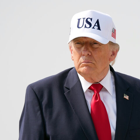 US President Donald Trump walks to board Air Force One as he departs Bismarck Municipal Airport on July 01, 2026 in Bismarck, North Dakota. 