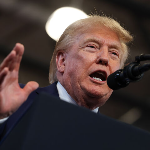 US President Donald Trump delivers remarks at the David S. Mack Center for Training and Intelligence on Aug. 14, 2026 in Garden City, New York. 