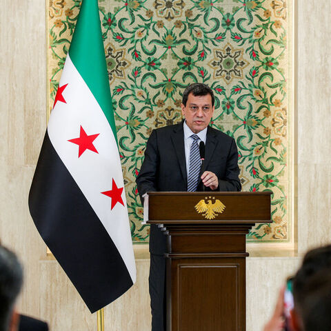 Mazlum Kobane, leader of the Kurdish-led Syrian Democratic Forces, speaks during a televised speech at the People's Palace in Damascus on Aug. 25, 2026. — Bakr ALkasem / AFP via Getty Images