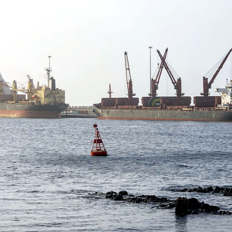 The Marshall Islands-flagged bulk carrier vessel Manta Ursula is pictured moored in Muscat on July 25, 2026. 