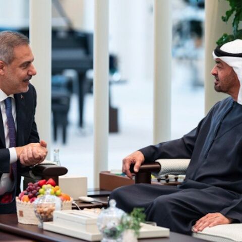 UAE President His Highness Sheikh Mohamed bin Zayed Al Nahyan (R) received His Excellency Hakan Fidan, Minister of Foreign Affairs of the Republic of Turkey (L), in Abu Dhabi on Sept. 28, 2026.