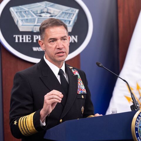 US CENTCOM Commander Admiral Brad Cooper speaks during a press briefing