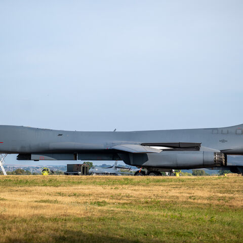 A B1 bomber at RAF Fairford on July 24, 2026 in Fairford, England. 