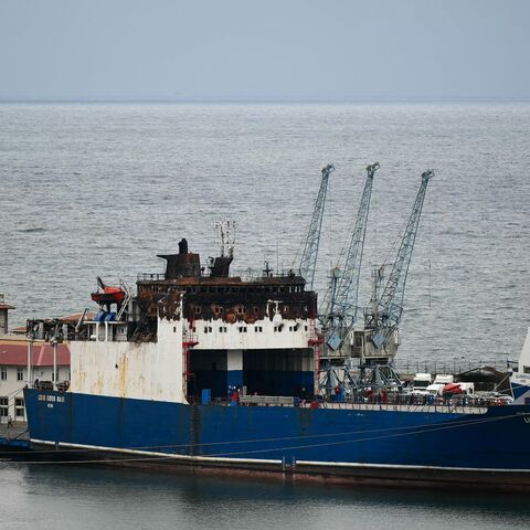 A cargo ship at the Port of Trabzon, Turkey
