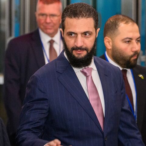 Syrian President Ahmed al-Sharaa arrives for the 81st session of the United Nations General Assembly gathering, UN Headquarters, New York, Sept. 22, 2026.