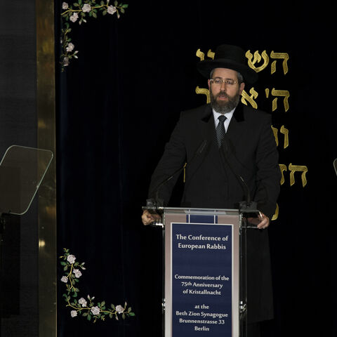 David Lau, Ashkenazi Chief Rabbi of Israel speaks during a Commemoration of the 75th anniversary of the Nazi pogrom Kristallnacht of 9-10 November 1938 in the Beth Zion Synagogue in central Berlin on November 10, 2013. AFP PHOTO / JOHANNES EISELE        (Photo credit should read JOHANNES EISELE/AFP/Getty Images)
