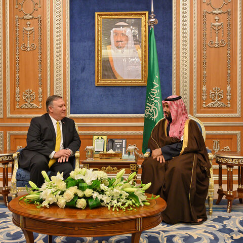 U.S. Secretary of State Mike Pompeo (L) meets with Saudi Crown Prince Mohammed bin Salman in Riyadh, Saudi Arabia January 14, 2019. Andrew Caballero-Reynolds/Pool via REUTERS - RC1E4A498AC0