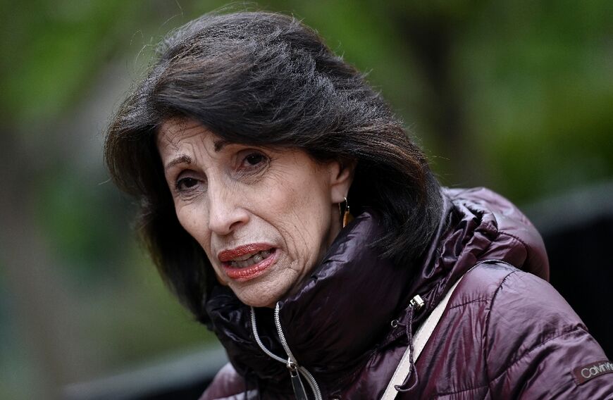 Diane Foley, the mother of US journalist James Foley, slain by Islamic State militants, talks to the media outside the federal court house for the trial of IS member El Shafee Elsheikh in Alexandria, Virginia, on March 30, 2022