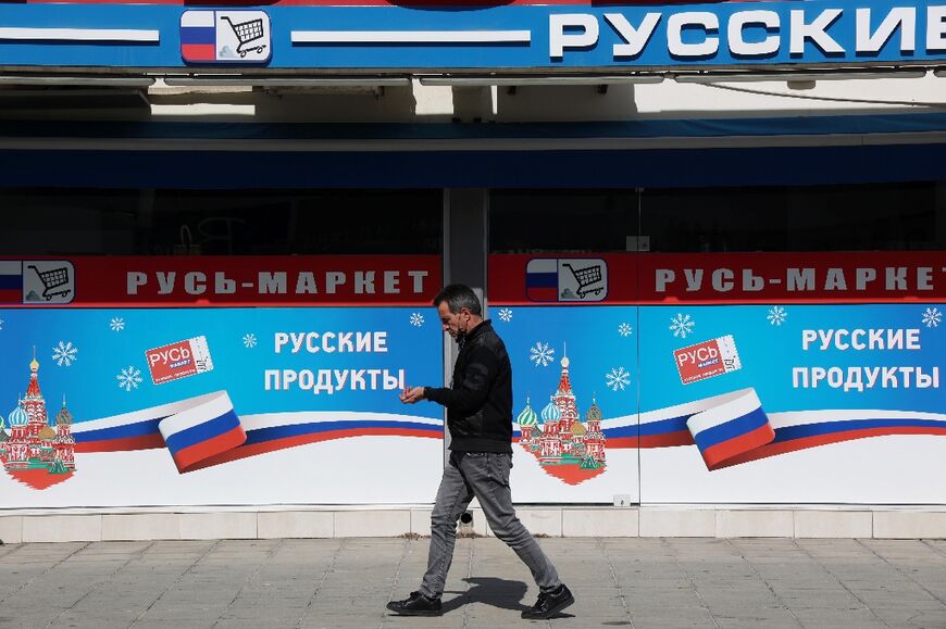 A Russian supermarket in the Cypriot port town of Limassol; some 18,000 Russians are registered as resident on the island