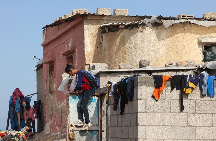 A Palestinian pupil in Gaza's al-Shati refugee camp, on March 1, 2022