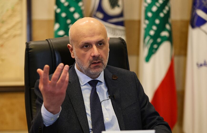 Lebanon's Interior Minister Bassam Mawlawi speaks during an interview with AFP on 31 March 2022