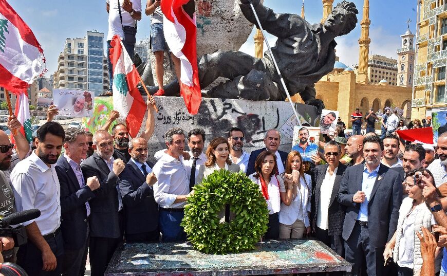 Independent lawmakers born out of Lebanon's protest movement join relatives of the dead from a 2020 explosion in Beirut port in a symbolic march across the capital